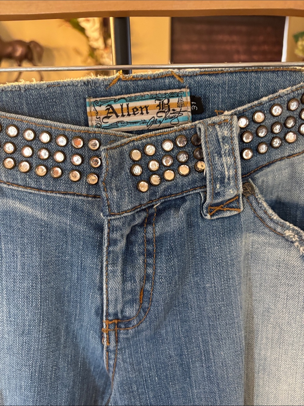 Allen B. By Allen Schwartz Light Blue Studded Waist Bootcut Jeans